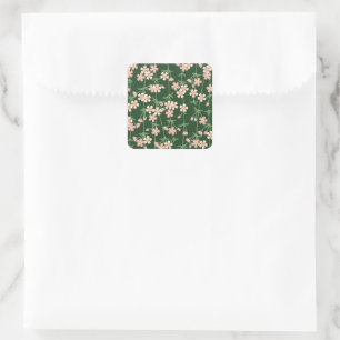 Adesivo Quadrado Greenery Primavera Nature Floral Cherry Blossoms