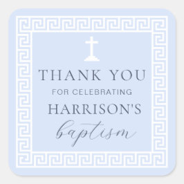 Adesivo Quadrado Grego Key Blue Baptism Obrigado
