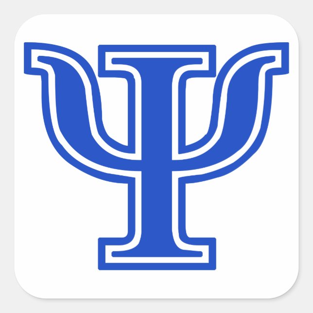 Adesivo Quadrado Grego - Letra Psi Azul Monograma inicial (Frente)