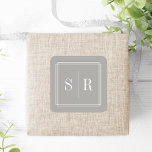 Adesivo Quadrado Greige Wedding Monogram<br><div class="desc">Classic and elegant wedding monogram stickers are perfect for sealing your invitation envelopes,  favors and more. Chic and simple design in neutral Greige gray-beige features your initials,  monogram or duogram framed by a thin geometric border in white. Designed to coordinate with our Timeless wedding collection.</div>