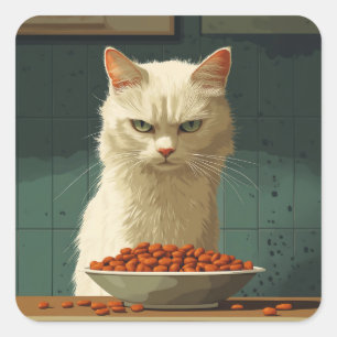 Adesivo Quadrado Greve de Comida de Gato