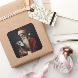 Adesivo Quadrado Greyhound com Papai Noel Natal Festivo