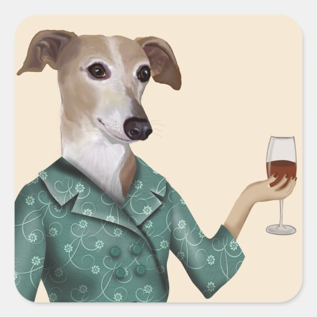Adesivo Quadrado Greyhound Wine Snob (Frente)