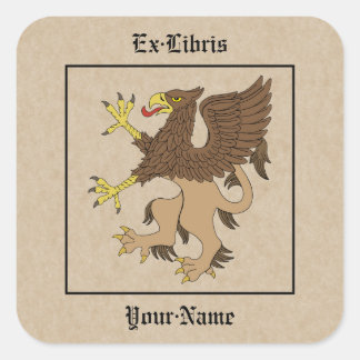Adesivo Quadrado Griffin Rampant Bookplate