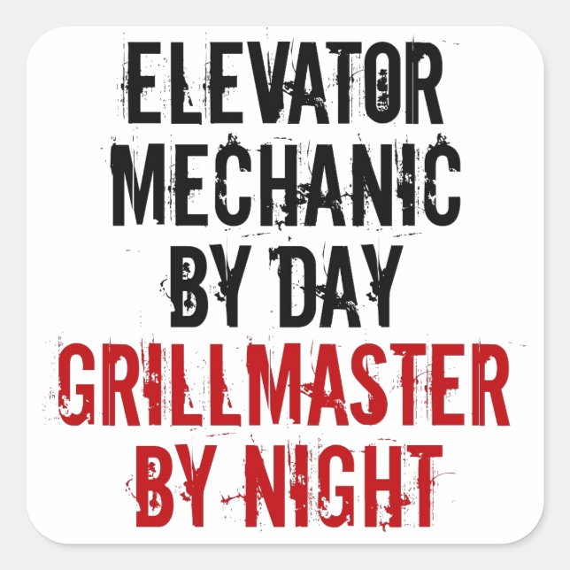 Adesivo Quadrado Grillmaster Elevator Mechanic (Frente)