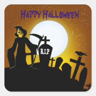 Adesivo Quadrado Grim Reaper Scary Halloween