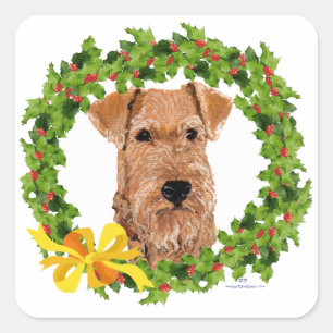 Adesivo Quadrado Grinalda de Holly do Terrier Irlandês