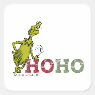 Adesivo Quadrado Grinch   Ho Ho Ho
