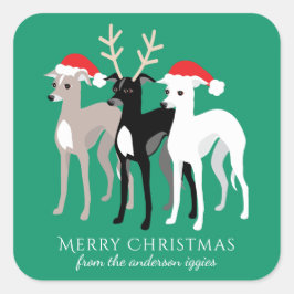 Adesivo Quadrado Grisa de Natal italiana Greyhound