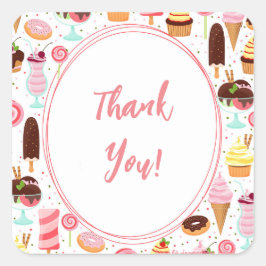 Adesivo Quadrado Gritar para Sorvetes garotas bonitinhas