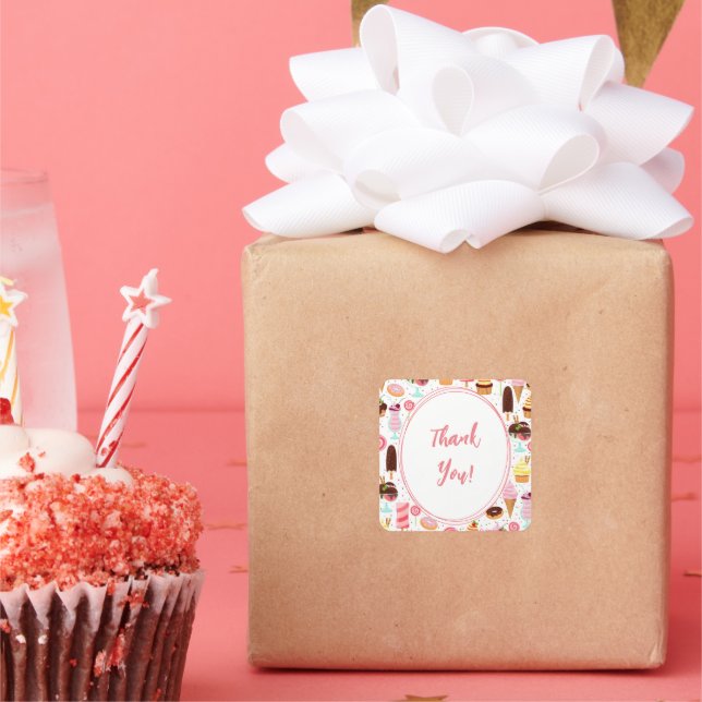 Adesivo Quadrado Gritar para Sorvetes garotas bonitinhas (Festa)