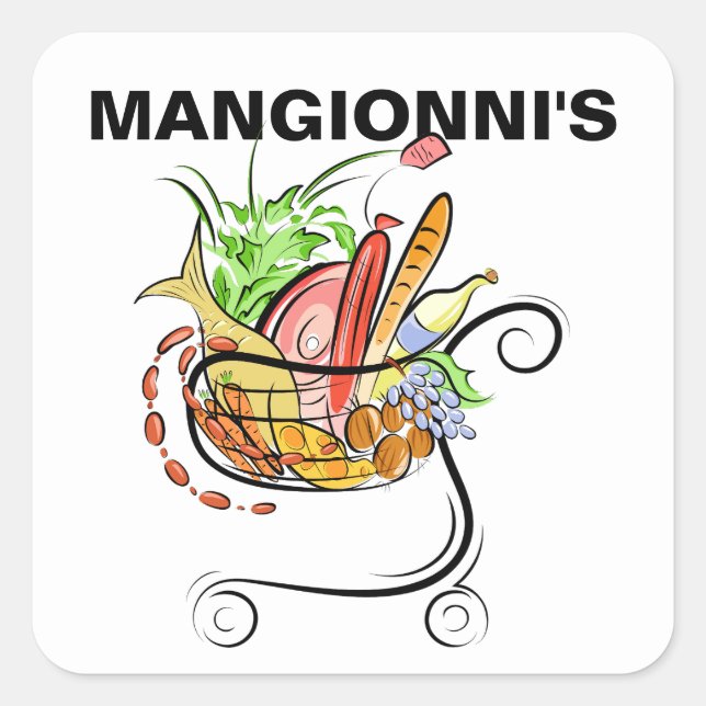 Adesivo Quadrado Grocery Sticker (Frente)