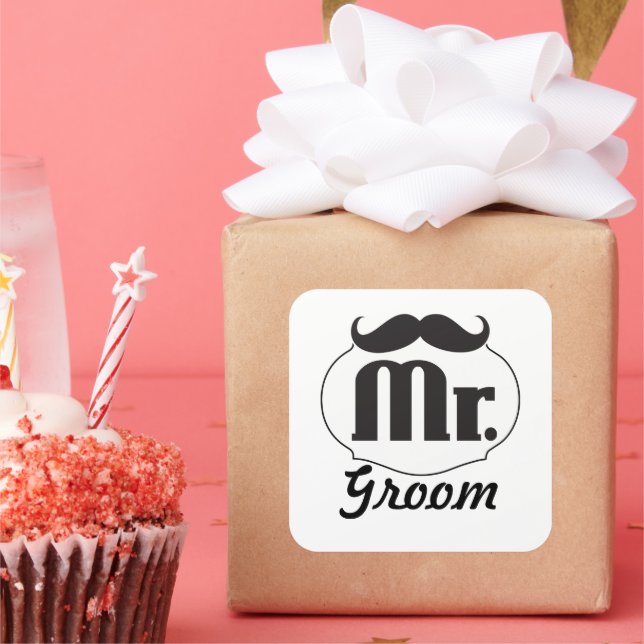 Adesivo Quadrado Groom Mustache (Festa)