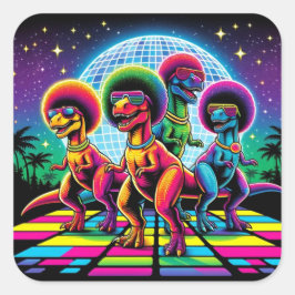 Adesivo Quadrado Groovy Dino Beat Disco T-Rex