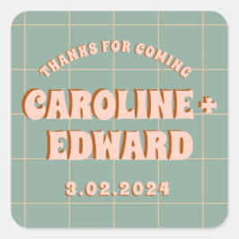 Adesivo Quadrado Groovy Negrito Azul Rosa Vermelho Funky 