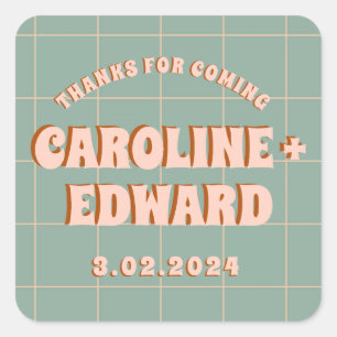 Adesivo Quadrado Groovy Negrito Azul Rosa Vermelho Funky 