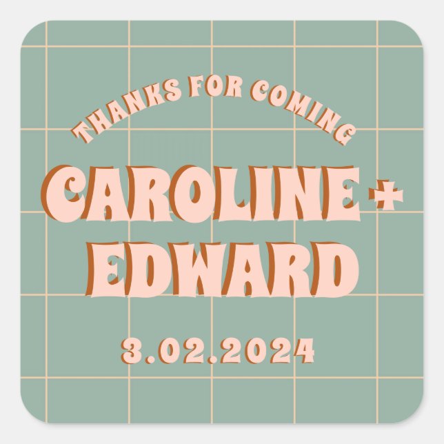 Adesivo Quadrado Groovy Negrito Azul Rosa Vermelho Funky  (Frente)