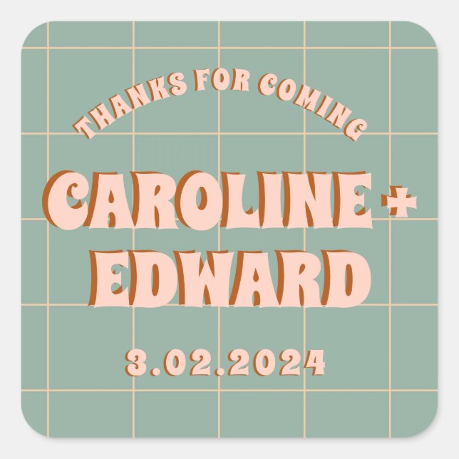 Adesivo Quadrado Groovy Negrito Azul Rosa Vermelho Funky  (Frente)