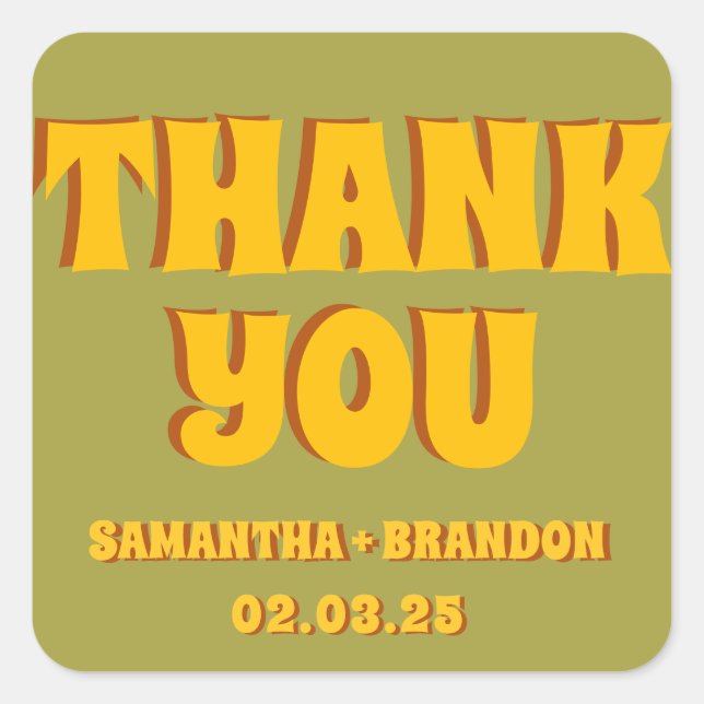 Adesivo Quadrado Groovy Negrito Verde Amarelo Vermelho Funky  (Frente)