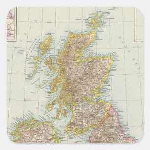 Adesivo Quadrado Grossbritannien, Irland - mapa de Reino Unido,
