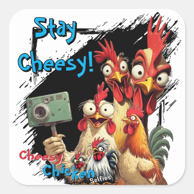 Adesivo Quadrado "Group Selfie Sticker" Chessy Chicken Selfies (Frente)