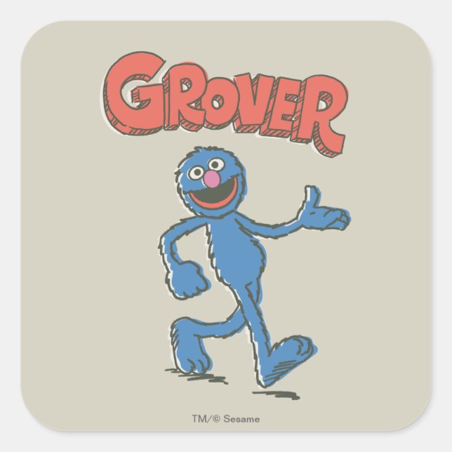 Adesivo Quadrado Grover Vintage Kids 2 (Frente)