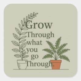 Adesivo Quadrado Grow through what you go through 