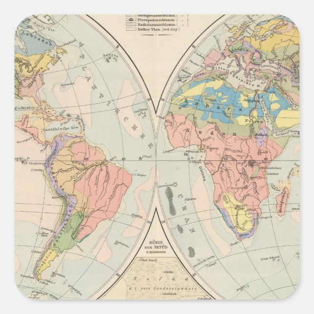 Adesivo Quadrado Grund u Boden - Mapa do Atlas do Solo (Frente)