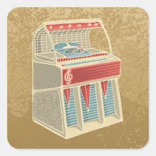 Adesivo Quadrado Grunge Jukebox