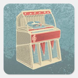Adesivo Quadrado Grunge Jukebox