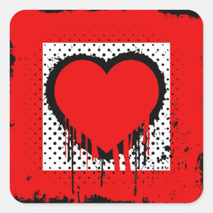 Adesivo Quadrado Grunge love