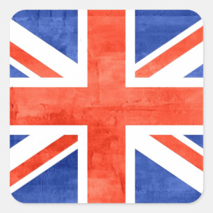 Adesivo Quadrado Grunge Reino Unido Flag