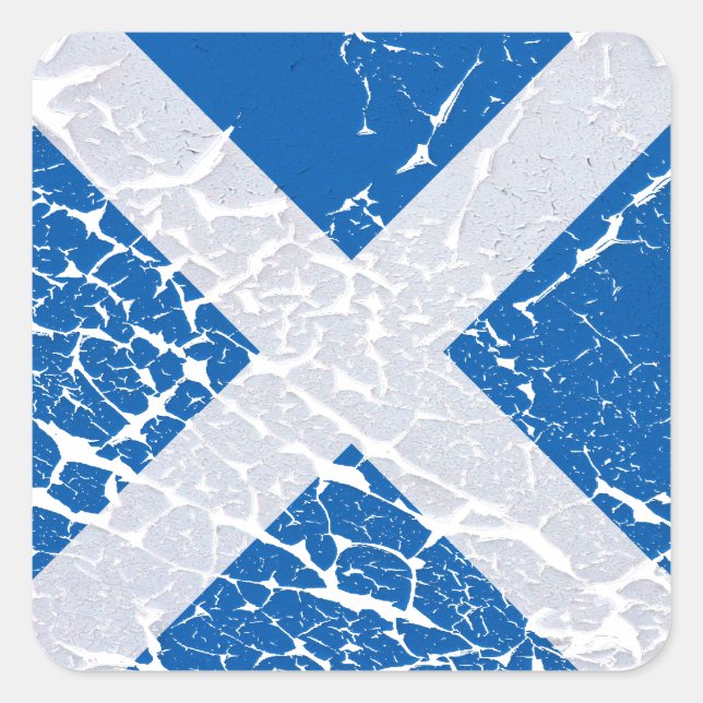 Adesivo Quadrado Grunge Scottish Flag (Frente)