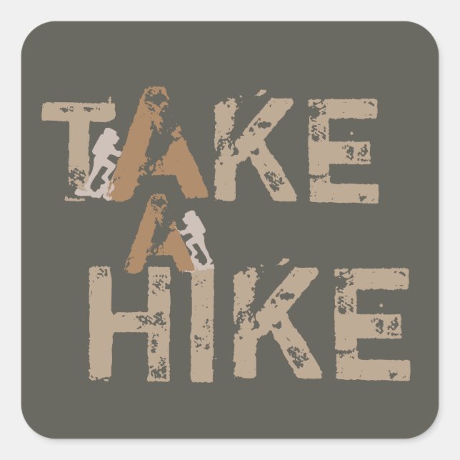 Adesivo Quadrado Grunge Take a Hike Typografia (Frente)