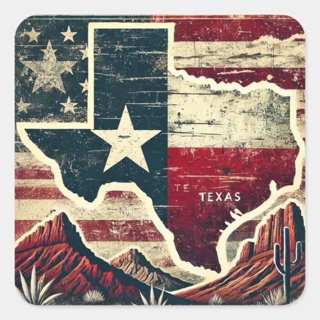 Adesivo Quadrado Grunge (Texas) (Frente)