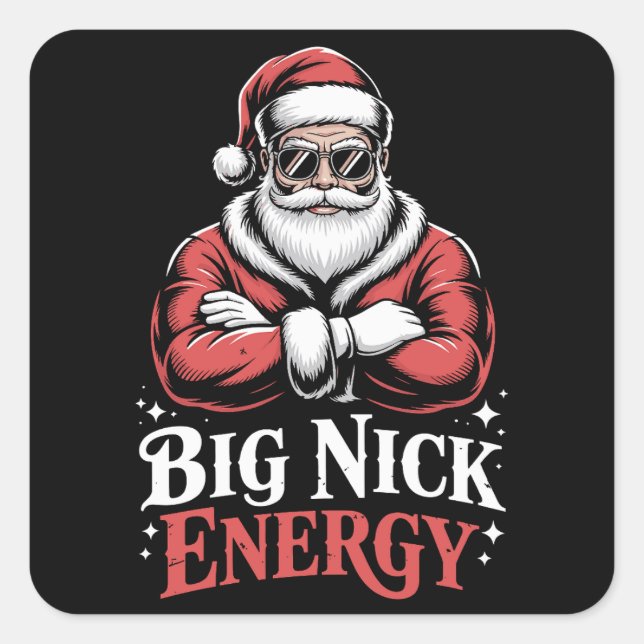 Adesivo Quadrado Grunt Style Big Nick Energy Funny Santa Christmas  (Frente)