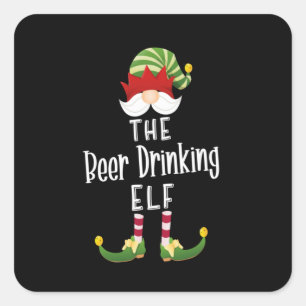 Adesivo Quadrado Grupo de Elfos que Bebem Cerveja Natal Aniversário