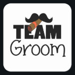 Adesivo Quadrado Grupo de Equipe<br><div class="desc">Equipe Groom - design para seu casamento,  despedida de solteiro...  bigode e charuto</div>