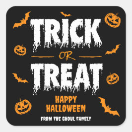 Adesivo Quadrado Grupo de Trick ou Tratar Escuro