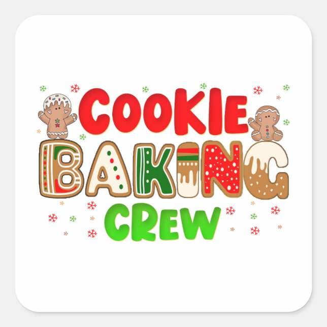 Adesivo Quadrado Grupo de Tripulação de Cookie de Natal Corresponde (Frente)