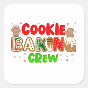 Adesivo Quadrado Grupo de Tripulação de Cookie de Natal Corresponde