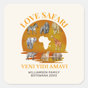 Adesivo Quadrado Grupo Familiar AMA SAFARI Souvenir