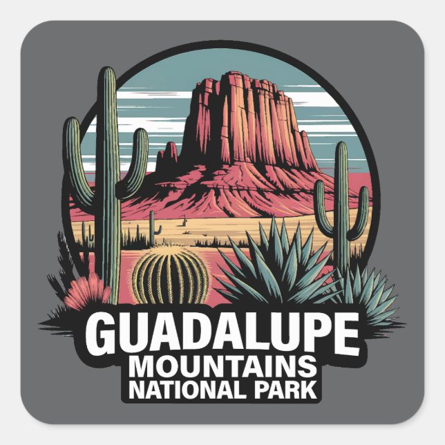 Adesivo Quadrado Guadalupe Mountains National Park Texas (Frente)