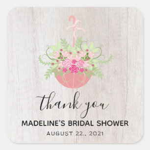 Adesivo Quadrado Guarda-chuva RUSTA  Chá de panela Obrigado