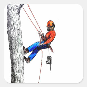 Adesivo Quadrado Guarda florestal do Arborist do cirurgião de