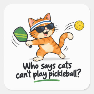 Adesivo Quadrado Guardanapos de Gato Engraçados de Pickleball | Que