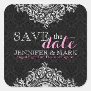 Adesivo Quadrado Guarde a data em que os Damascos Pretos e o Lace F
