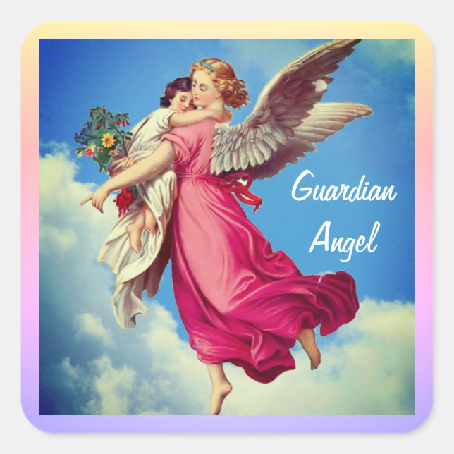 Adesivo Quadrado Guardian Angel And Child Inspirational  (Frente)