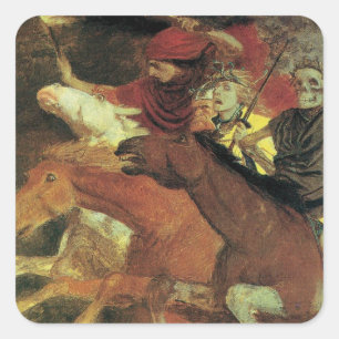 Adesivo Quadrado Guerra por Arnold Bocklin, Simbolismo Antigo Arte 