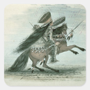 Adesivo Quadrado Guerreiro da Tribo Crow (c/c no papel)